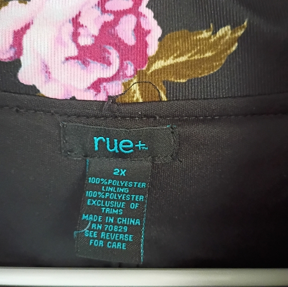 Rue21 Black and Pink Bomber Jacket with Floral Design - Picture 2 of 4